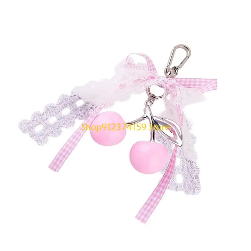G5AE Elegant Cherry Keyring Bag Pendant for Women’s Handbag and Car Organization