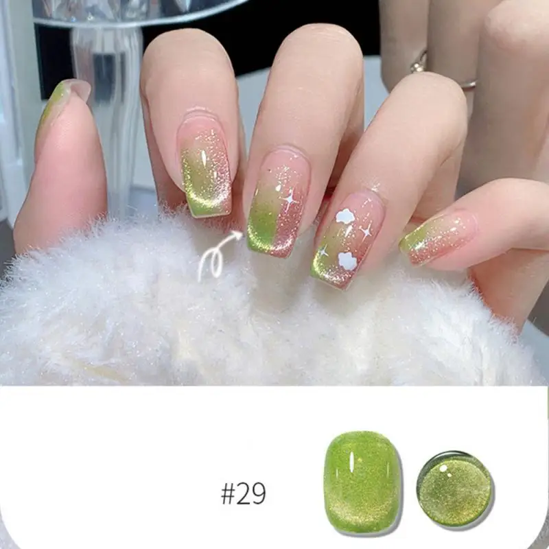 لامعة 10 مللي العلاج بالضوء لاصق هلام السلس حساسة 30 لون طلاء الأظافر دائم اللون القطط العين مسمار الغراء