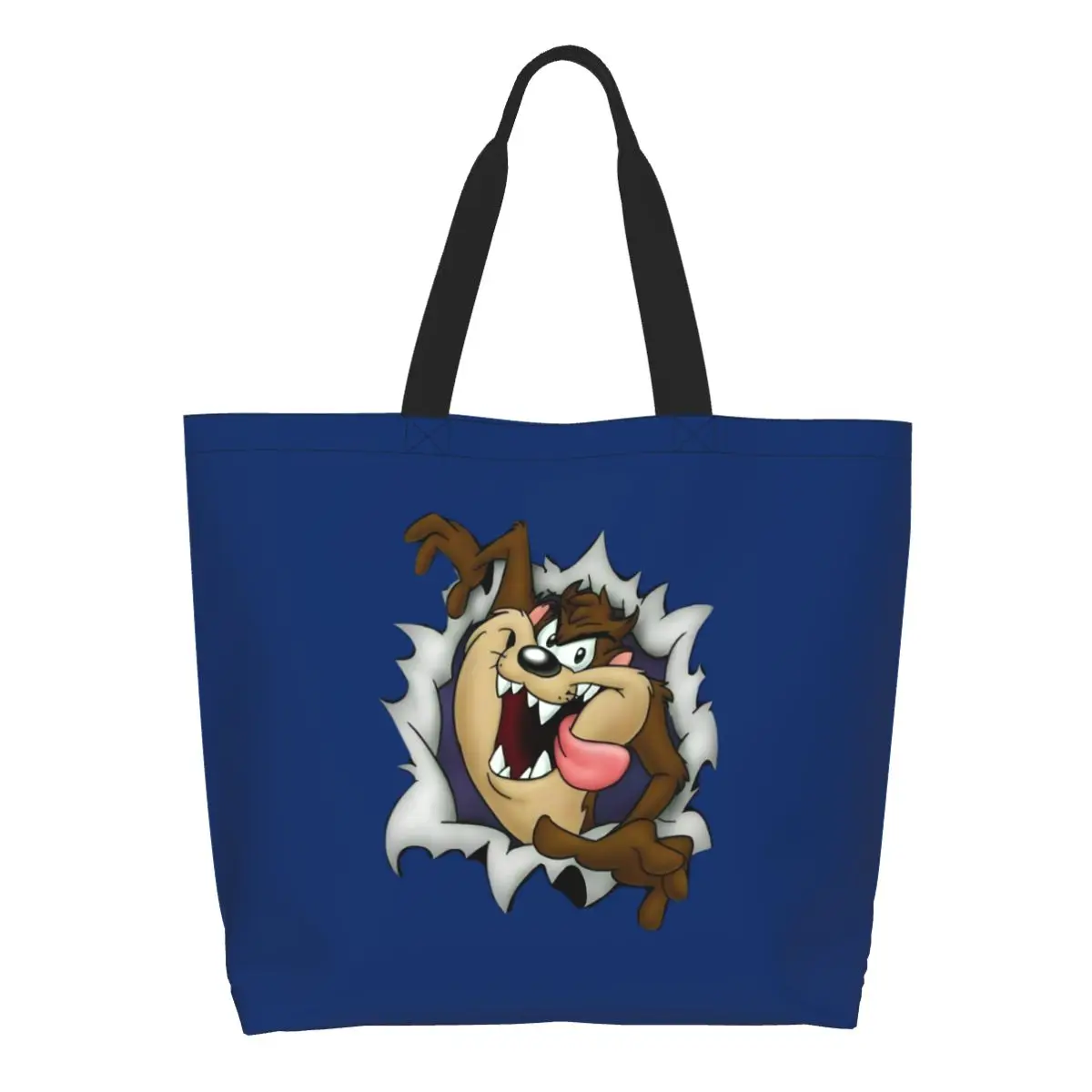 

Custom Tasmanians Devils Groceries Shopping Tote Bag Women Animated Cartoon Canvas Shopper Shoulder Bag Large Capacity Handbags