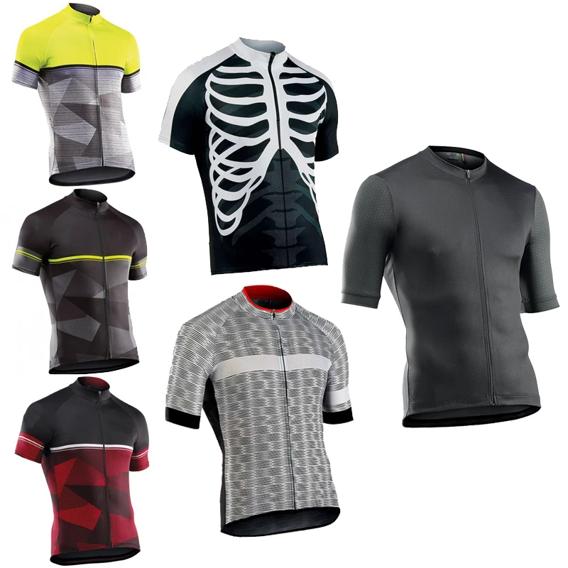 NEW Men's Skeleton Cycling Jersey Black Bike Clothing Bicycle Wear Short Sleeve Customizable