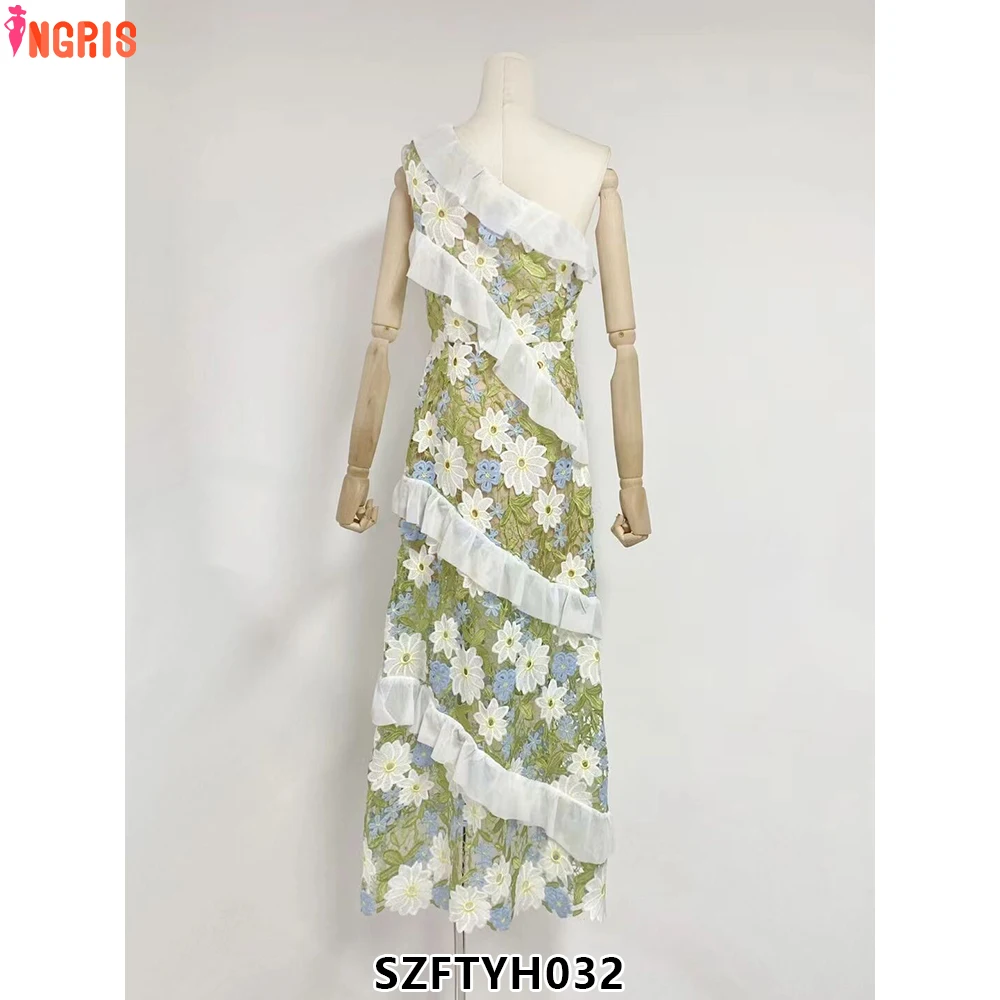 ハイエンド多用途キャミソールドレス 2025 春水溶性中空刺繍立体フラワードレス-SZFTYH032