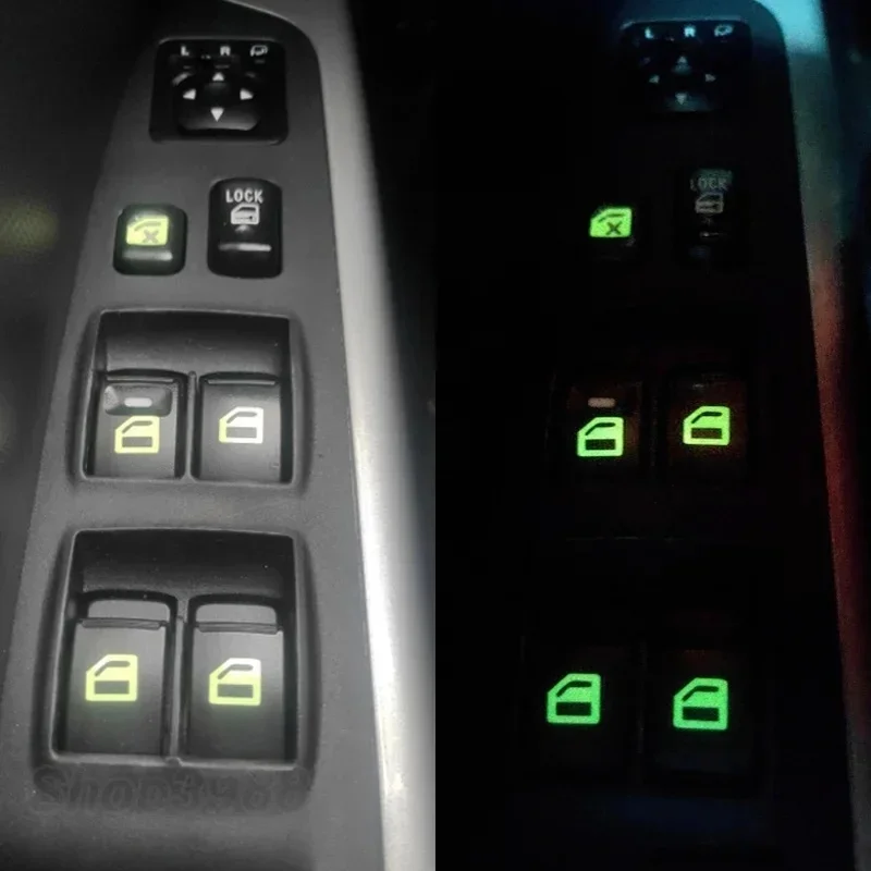 1/2/3Pcs Car Window Lifter Luminous Switch Button Stickers Night Glowing Fluorescent Decals