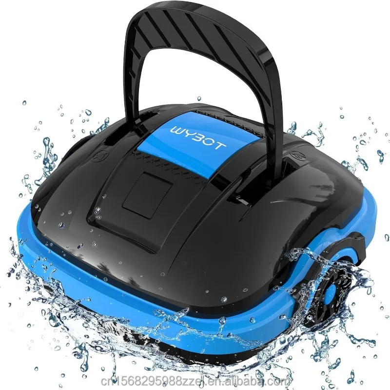 منظف حمام السباحة الآلي اللاسلكي، مكنسة حمام السباحة الأوتوماتيكية، مقاوم للماء IPX8، محرك مزدوج، تنظيف حمامات السباحة بفلتر دقيق 180 ميكرومتر