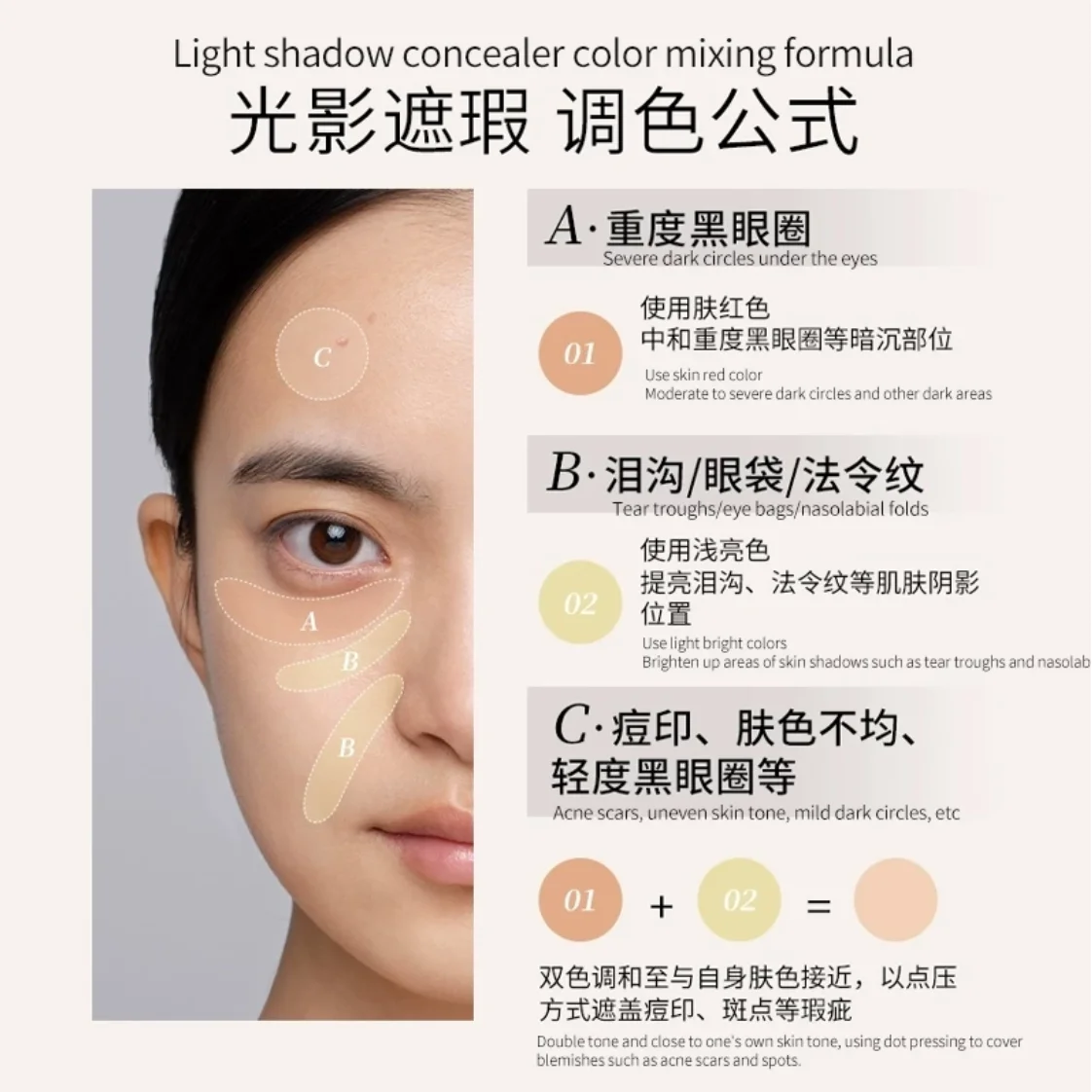 MAOGEPING BEAUTY 完璧な 2 色コンシーラー 3 グラム高カバレッジ保湿メイクアップ化粧品