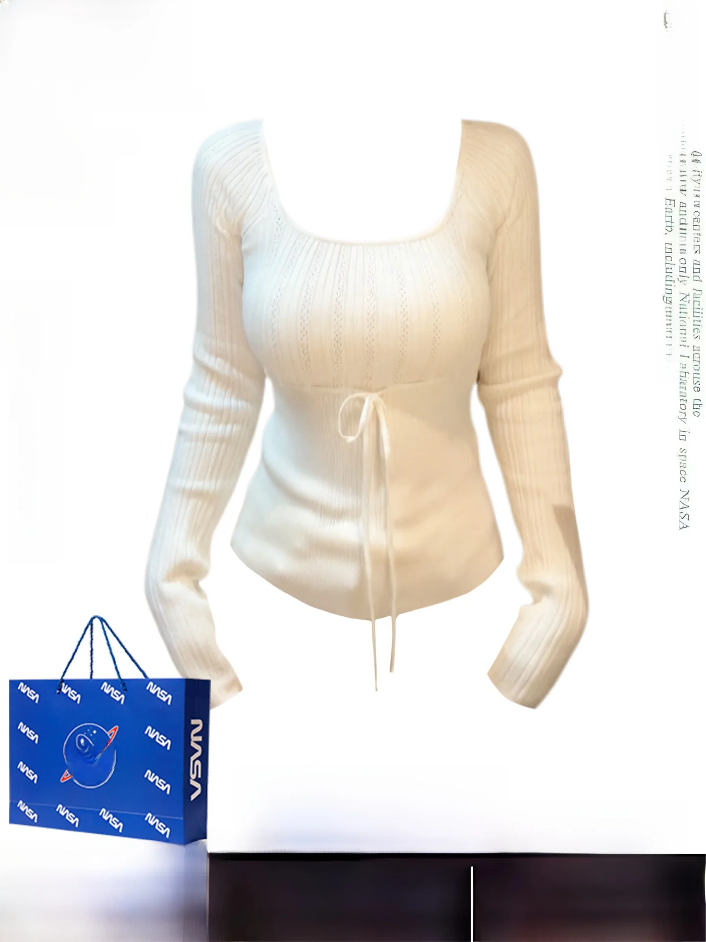 

Pure Desire Hollow out Knitted Slim Fit Square Collar Top Women's Faion Autumn Winter Slimming Base irt Trendy Girl