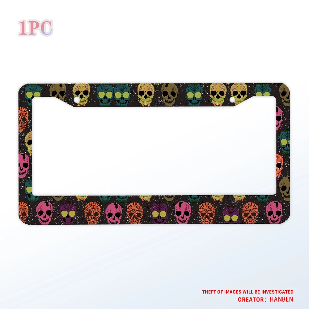 

Красочный держатель номерного знака в виде скелета, прочный алюминиевый черный держатель номерного знака, подходит для американских автомобилей