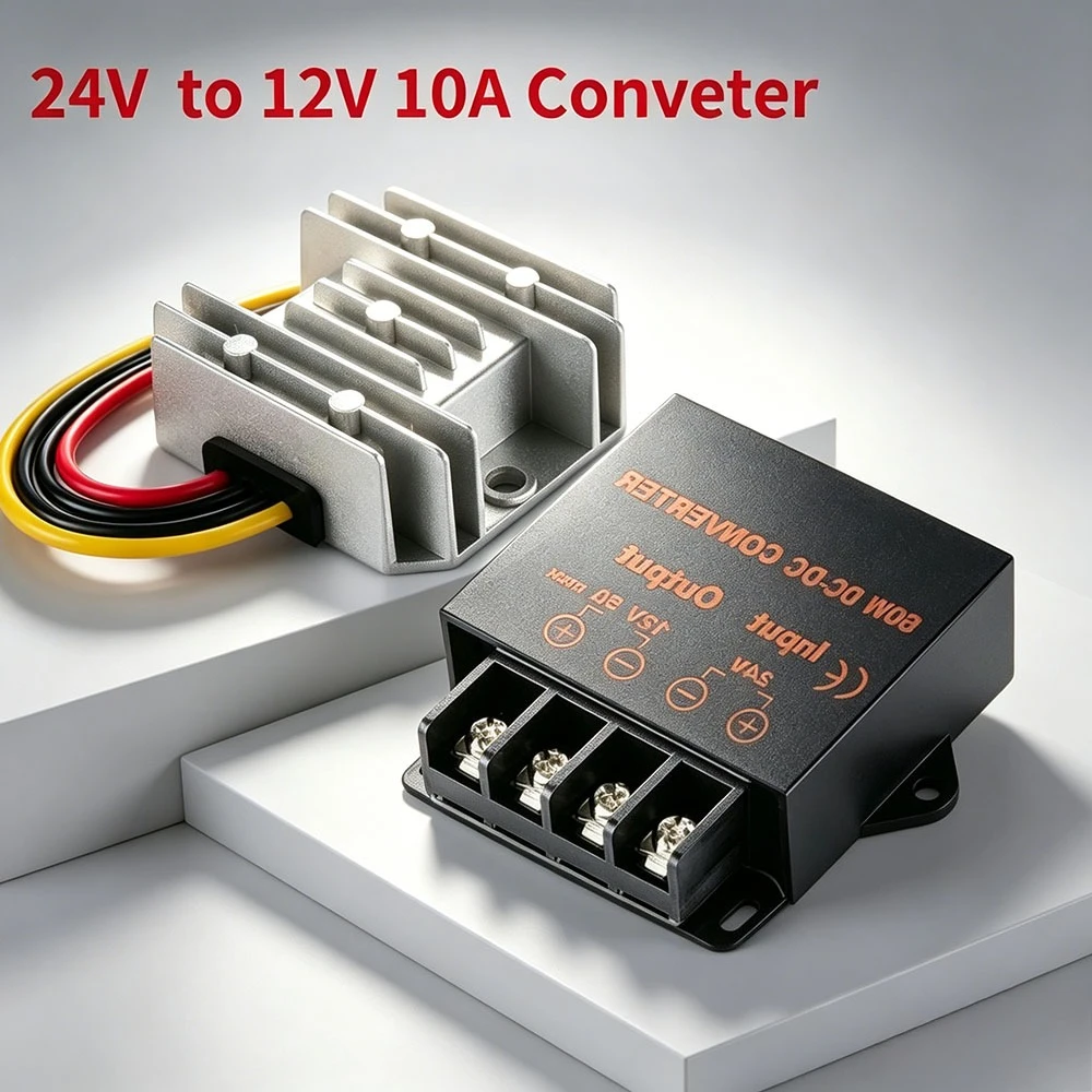 DC 24V Step Down to 12V 10A Conveter Buck Converter Voltage Regulator Transformer  IP68 waterproof  Aluminium shell With Fuse