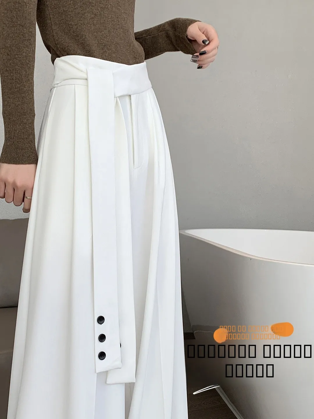 

Весна 2026: Женские брюки-палаццо с высокой талией, дизайнерские, с поясом-завязкой, струящиеся, прямые, свободные, повседневные, в пол