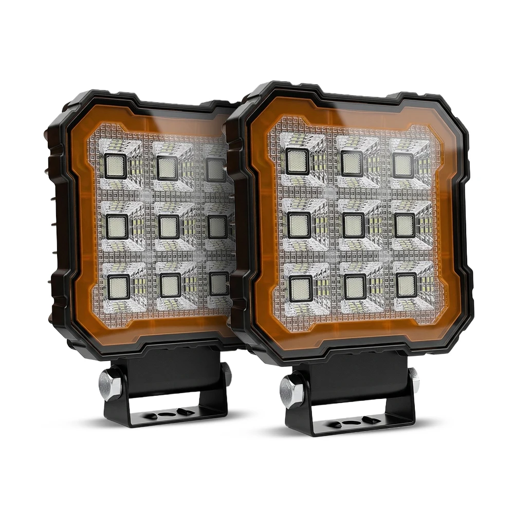 

Off Road LED Pod Light Cube Flood Beam White Amber Strobe Warning Work Light for Truck Jeep SUV 12V 24V