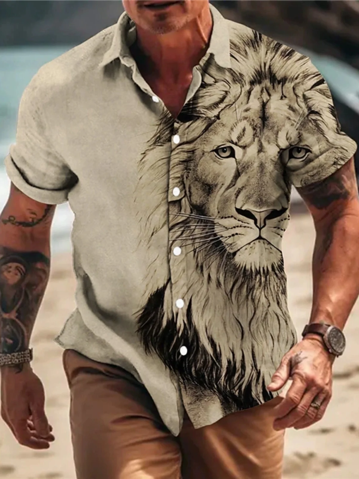 

3D Digital Print ort Sve Men's irt Casual Faionable Digital Floral Print Slim Fit Casual irt for Younger Men