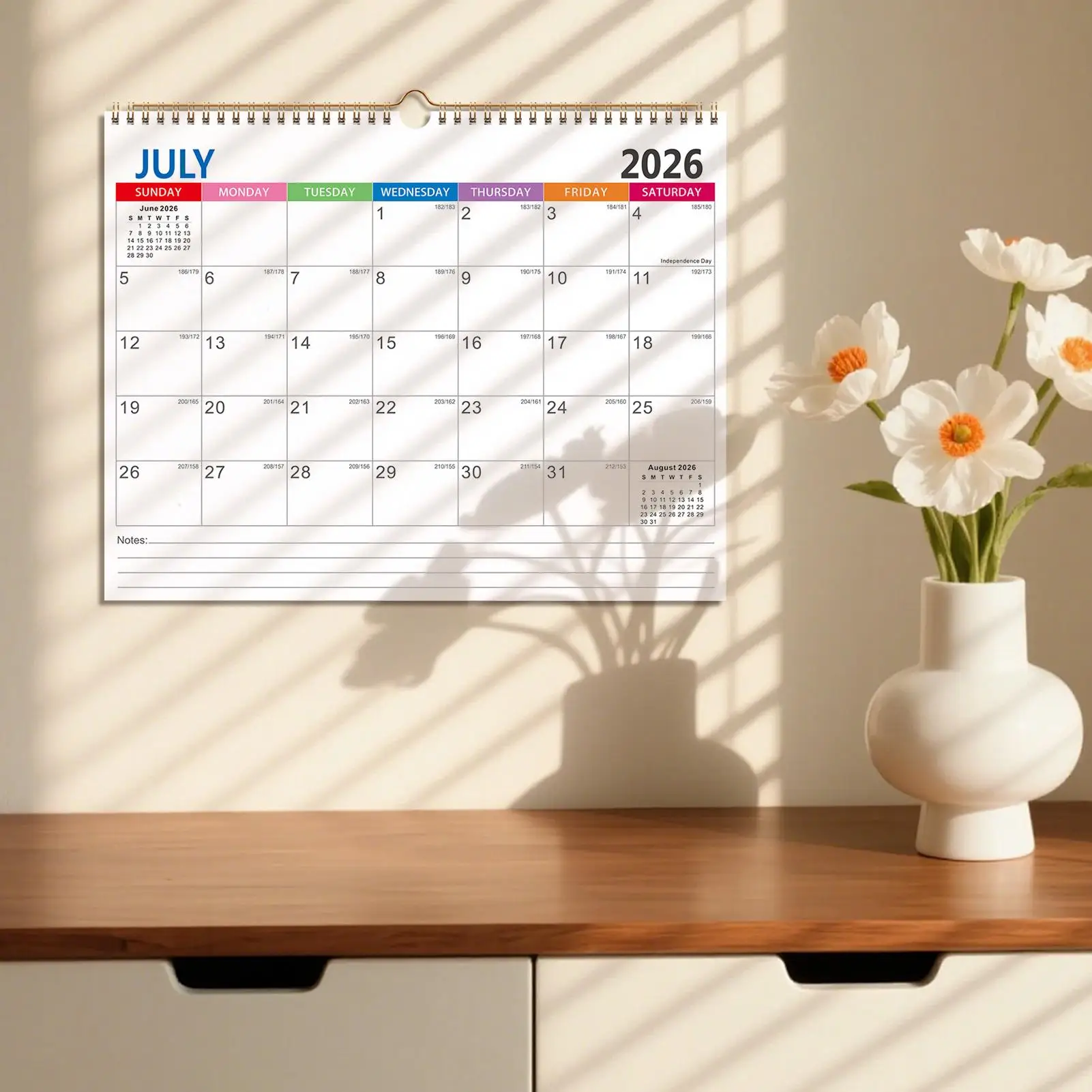 

Wall Calendar 2026-2027 July 2026-December 2027 Planner 18 Month Calendar For Home Office School Study Organizing