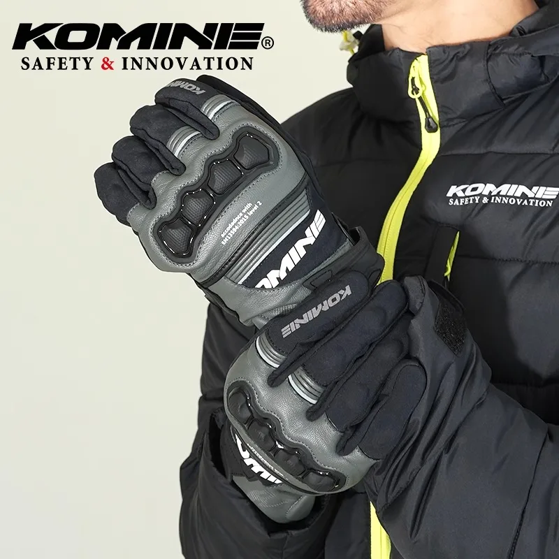 KOMINE GK-856 Autumn/winter Men Women Pure Sheep Leather Motorcycle Gloves CE2 High Protection Windproof Warm Motorcycle Gloves