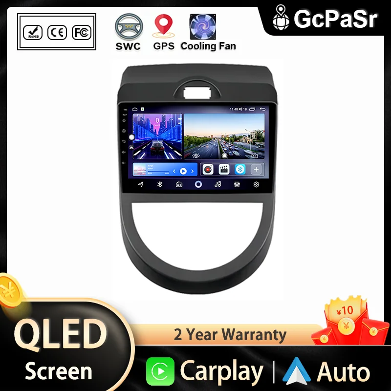 

9 "4G For Kia Soul AM 2007 2008 2009 2010 2011 Carplay 2din Android 12 autoradio lettore Video multimediale navigazione GPS 2Din