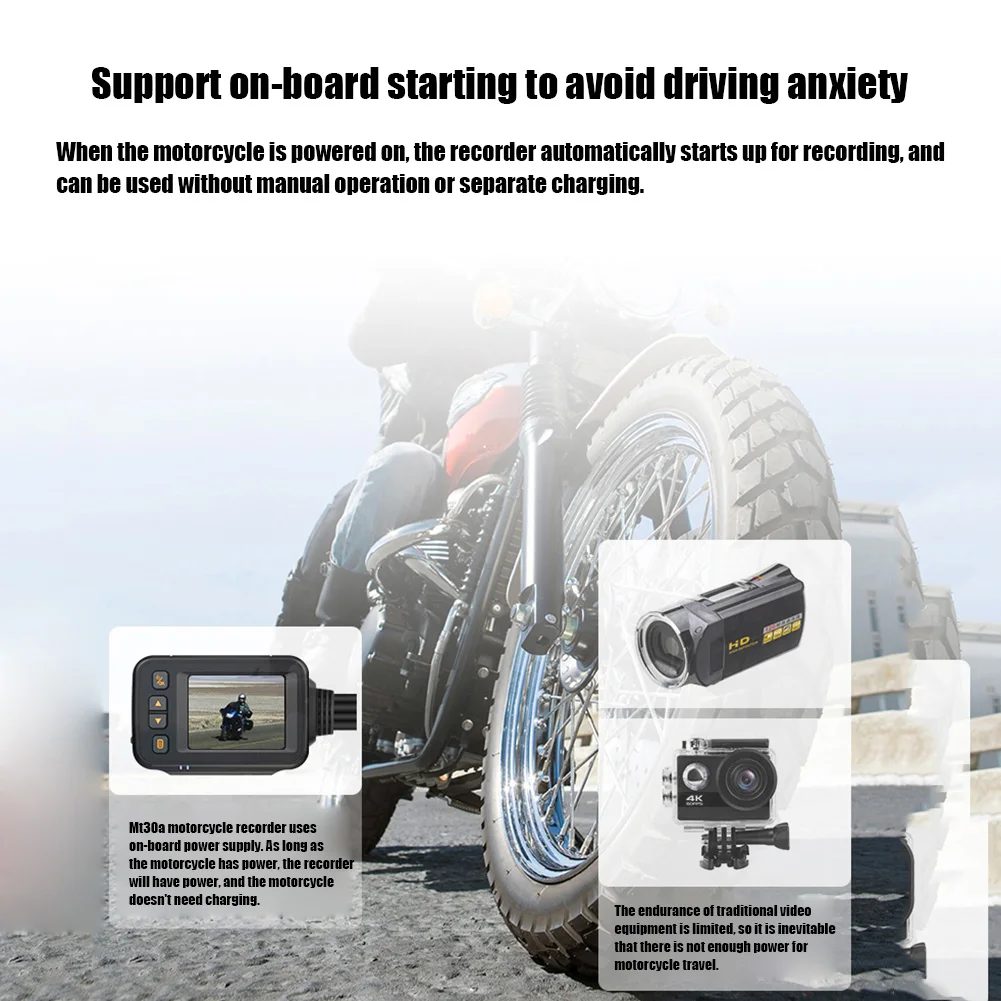 Motorcycle Driving Recorder HD 1080P Front Rear View Video Recorder IP65 Waterproof Motorcycle Camera Parking Monitor