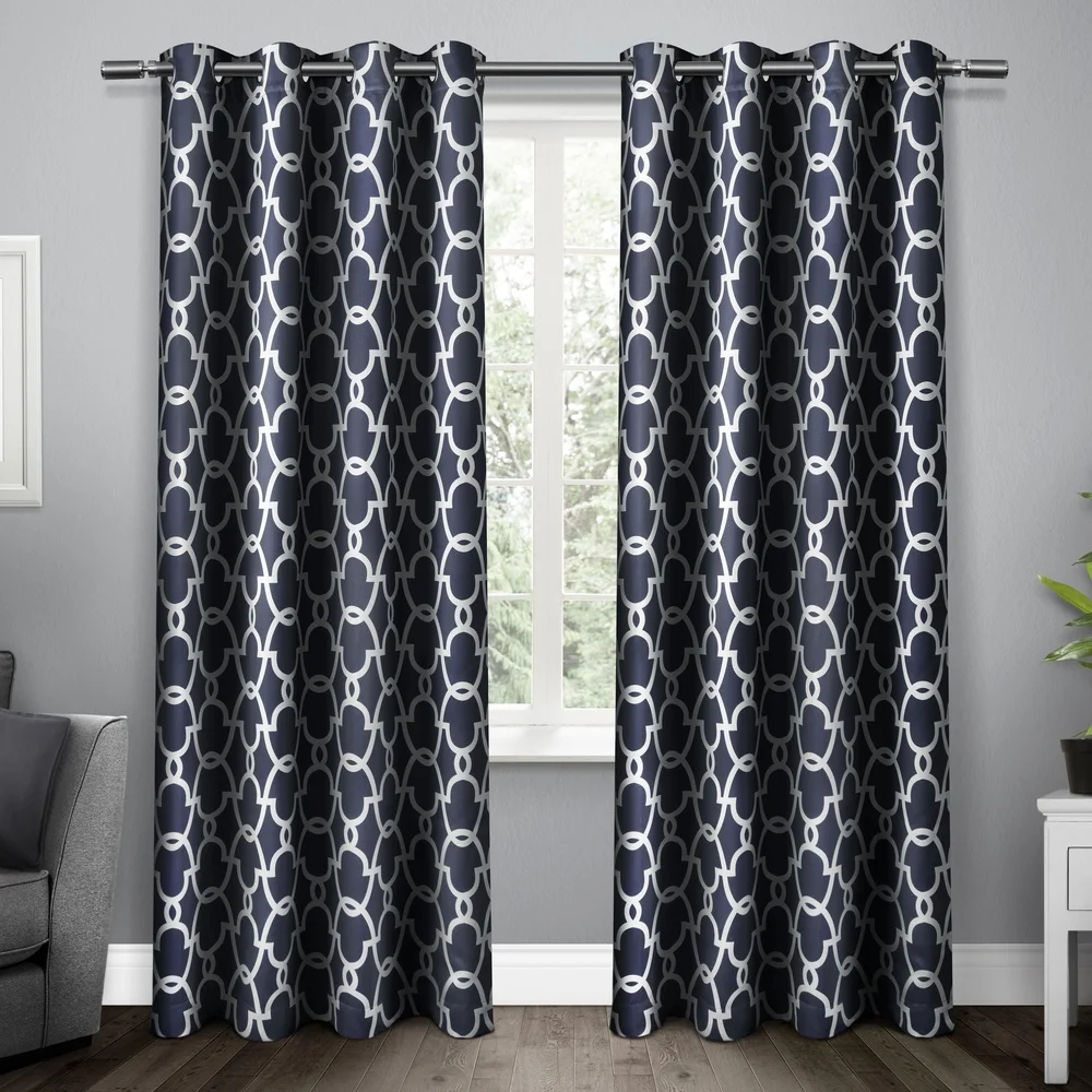 Room Darkening Blackout Thermal Insulated Grommet Top Curtain Panel Set 52x63 Peacoat Blue Energy Efficient Privacy Drapes
