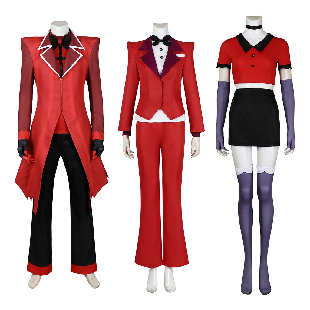 Charlie Cosplay Alastor Costume giacca rossa pantaloni tuta Vaggie Cosplay Dress Set completo adulto Halloween Carnival Party Outfit