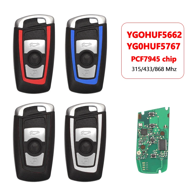 

For BMW 3 5 7 Series X1 X3 X4 X5 X6 YGOHUF5662/YG0HUF5767 With PCF7945 Chip FEM/BDC/CAS4 Systems 315/433/868 Mhz Car Remote Key