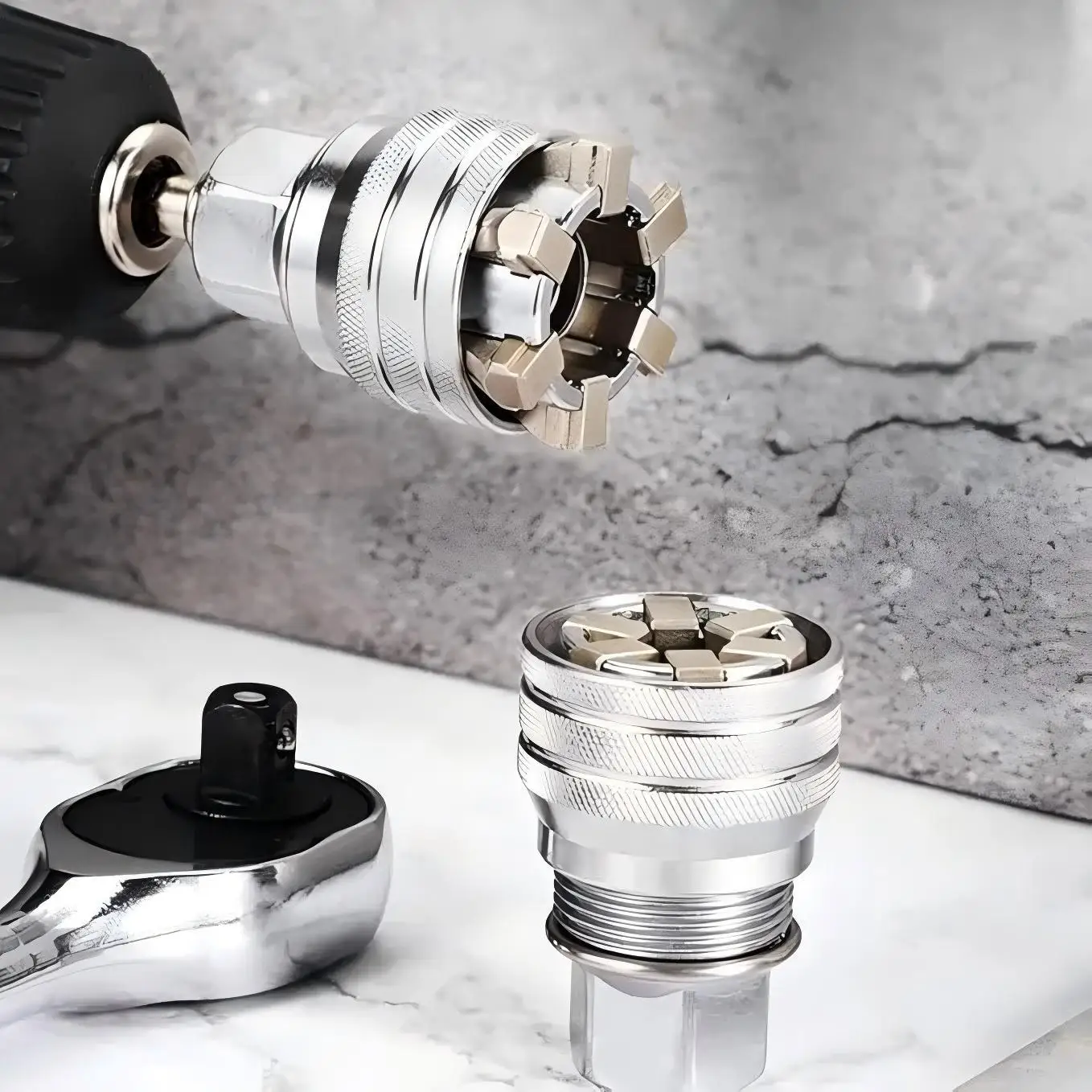 Multi-Function Universal Socket Wrench Adjustable Hand Tool for 3/8 Inch Drive Ratchet Torque Wrench Power Drill Adapter Universal Maintenance Repair Hardware Tool Practical DIY Gadget Men Fathers Day Gift view 2