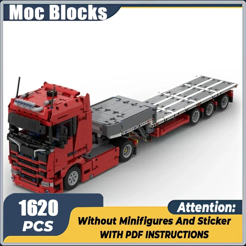 

Строительные блоки Moc, серия моделей автомобилей, большой грузовик, поворотный прицеп, технология, кирпичи, игрушки «сделай сам», подарки для детей