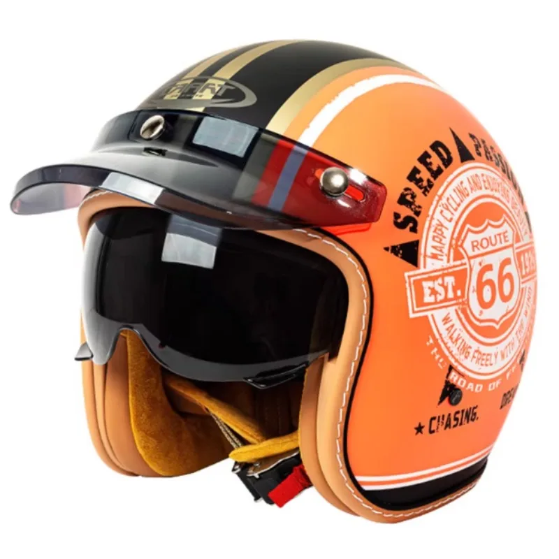 

Высокопрочный ABS-шлем в американском классическом ретро-стиле Route 66, открытый шлем 3/4, для мотоциклов Harley Davidson, защитный шлем для круизинга.
