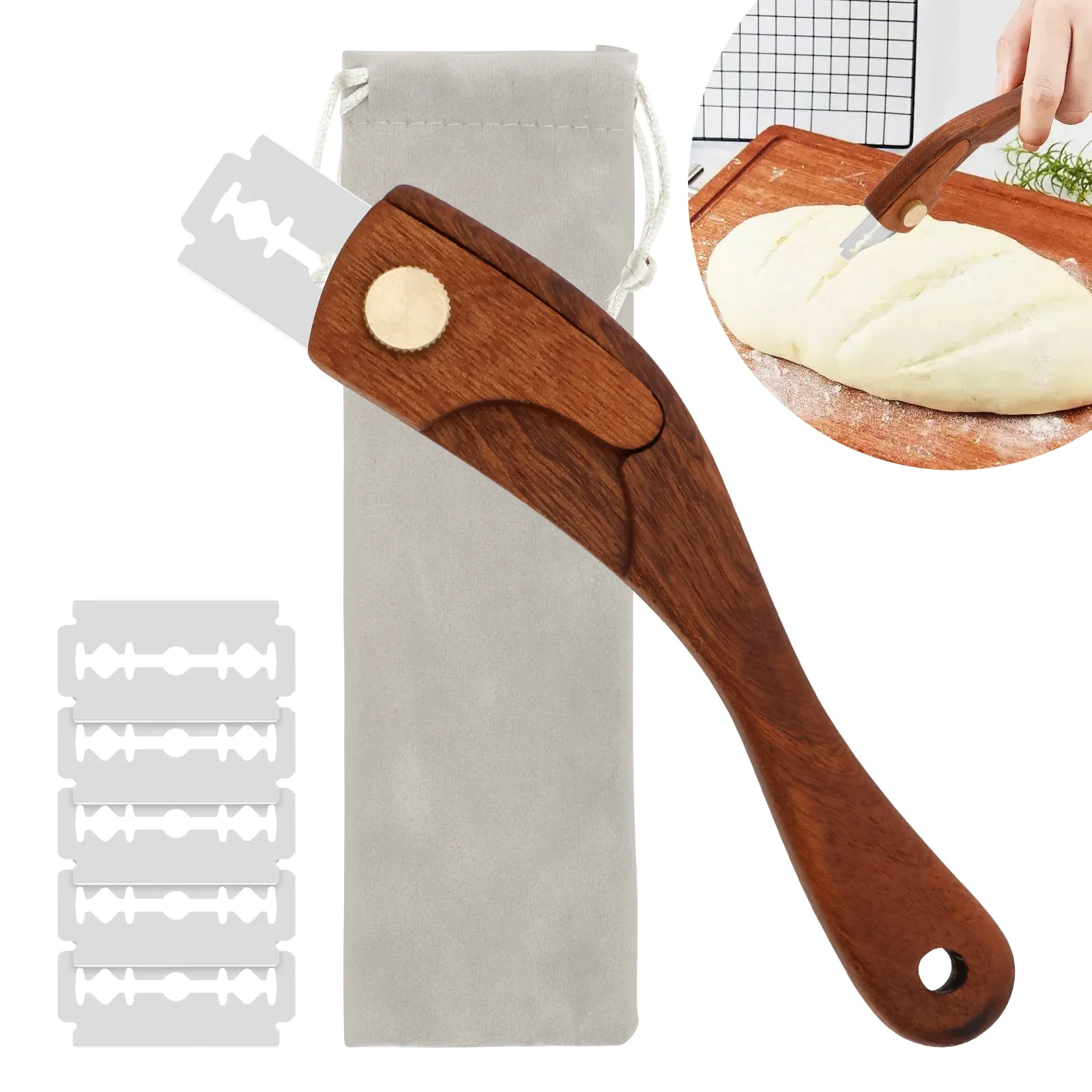 

Bread Cutter French Bread Scoring Lame Dough Slashing Tool with 5 Blades Bread Scoring Knife Baking Tool Sourdough Toast Knifes
