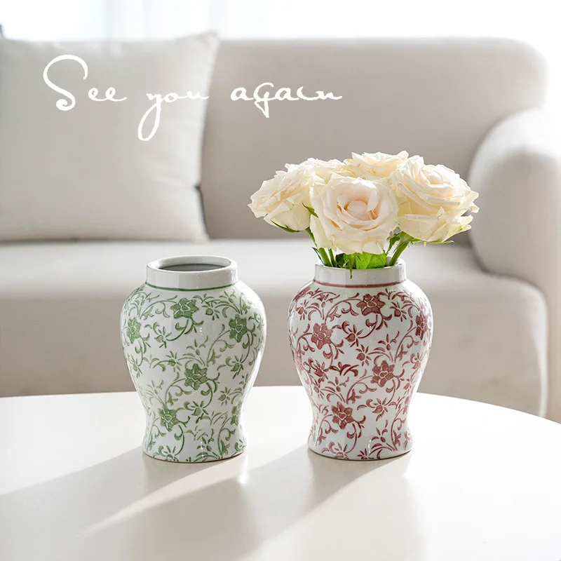 2025 Living Room Flower Vase For Fresh Flowers And Hydroponics Decoration New Vintage Floreros Altos Sophisticated Ceramic Vases