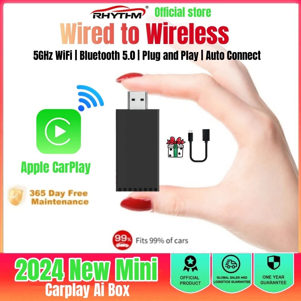 

Wired to Wireless CarPlay Adapter for OEM Car Stereo Plug and Play Wifi Smart Link Phone Automatic Connection to Apple CarPlay