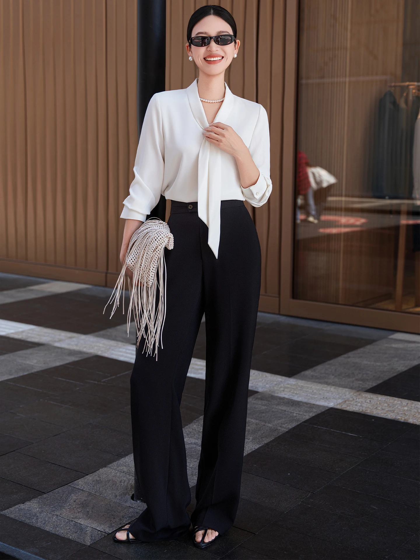 

Bla High Waist Straight Leg Pants Women's Spring 2026 New Acetate Drape Slimming Office Commute Suit Pants Chicpc