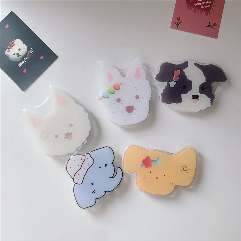 Lovely Dog Animal Cartoon Expandable Mobile Phone Holder INS Korean Foldable Grip Tok Socket Finger Ring Bracket Accessories