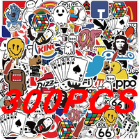 50/100/300Pcs Fashion Cool Brand Logo Stickers Aesthetic Motorcycle Phone Car Skateboard Laptop Sticker Decal Classic Kids Toy