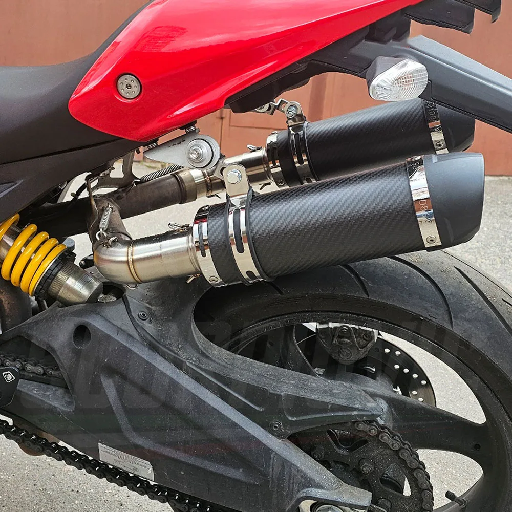 ل Ducati Monster 659 696 795 796 1100 الهروب نظام عادم الدراجة النارية الأوسط وصلة الأنابيب الخمار 51 مللي متر الانزلاق على ربط الأنابيب #3