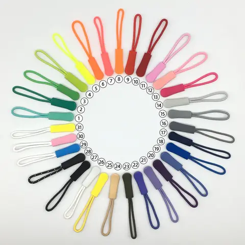 10pcs Colorful Zipper Pull Cord Zip Puller High-quality Replacement Ends Lock Zips Travel Bags Clip Buckle Sport Garment Parts