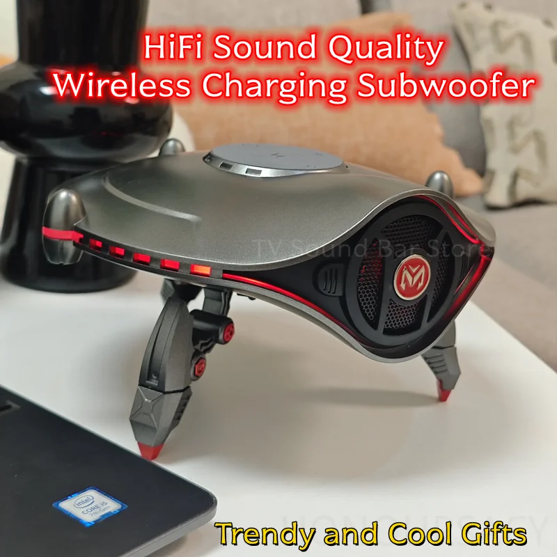 

High-end Sound E-sport Bluetooth Speaker Birthday Gifts for Boy HiFi Sound Quality Wireless Charging Subwoofer Atmosphere Lights