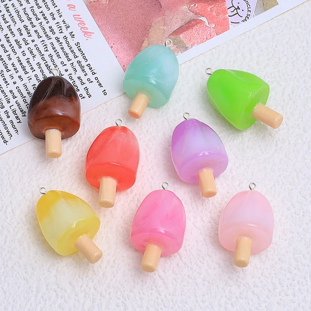 10Pcs Sweet Ice Cream Resin Charms Small DIY Pendants Decor Materials for Bracelet Earring Key Chain Bag Phone Jewelry Making