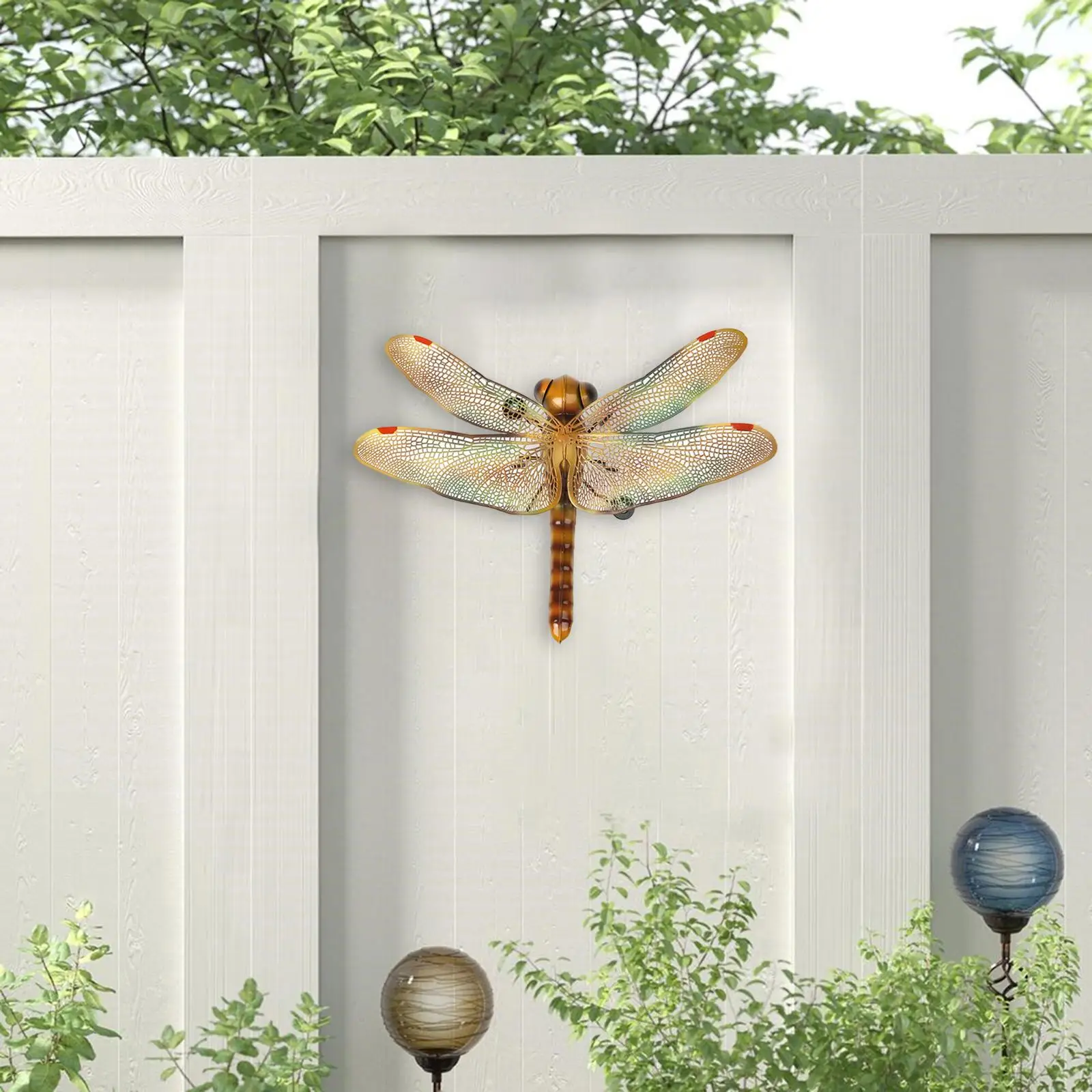 Dragonfly Metal Wall Art Sculpture 3D Iron Hanging Decoration for Home Garden Patio Fence Yard Porch Lawn Indoor Outdoor