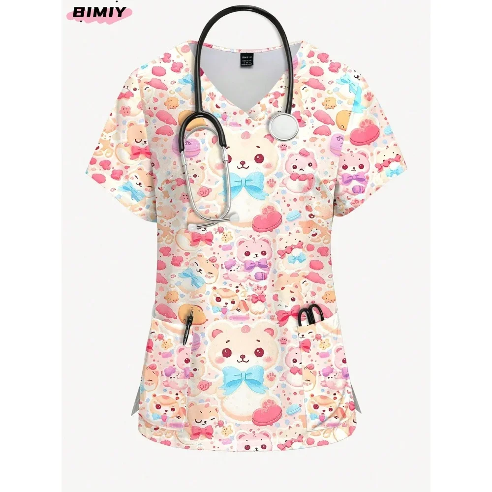 تي شيرت المستشفى كاجوال بأكمام قصيرة ملابس عمل طبيب الحيوانات الأليفة الدعك الطبية زي التمريض ملابس العمل الجراحية الصيدلة #5
