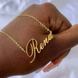 High Quality Custom Name Necklace For Women Stainless Steel Jewelry Personalized  Nameplate collares para mujer