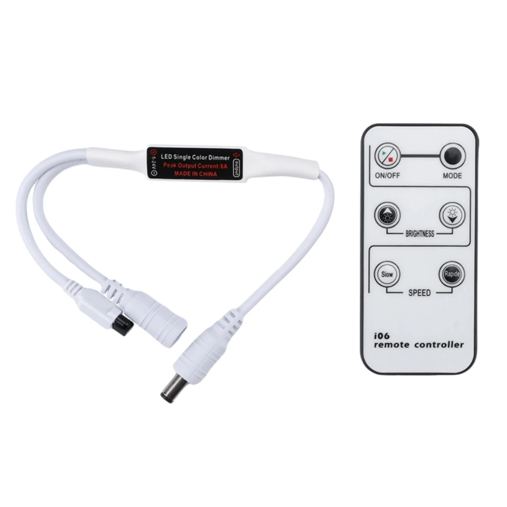 

Контроллер светодиодного затемнения, одноканальный контроллер светодиодной ленты, DC5, 24 В, мини-инфракрасный пульт дистанционного управления, 6 клавиш, монохромный