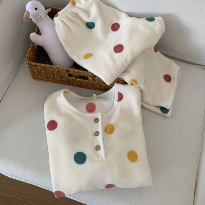 Women' Winter Thickened Warm Suit Flannel Loungewear Coral Fleece Can Be Worn Outside Cross-border Wholesale Half Fleece Pajamas
