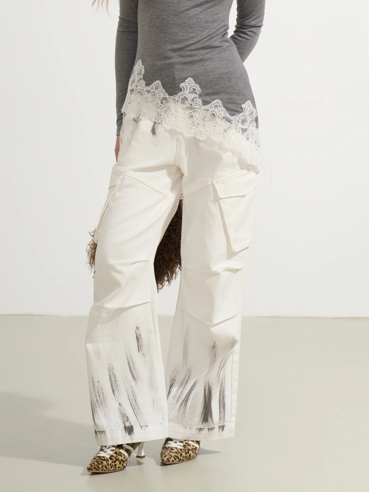 

SOFITTE 25AW, свободные повседневные джинсовые джинсы, белая рабочая одежда с чернилами, удобные прямые хлопковые брюки для всех возрастов