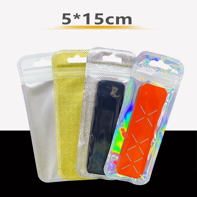 5×15cm 50pcs Plastic Ziplock Package Bag Pens Leather Keychain Watch Band Jewelry Pouch Self Sealing Makeup Brush Packing Bags