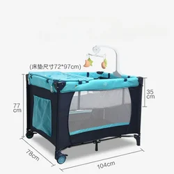 Baby Crib Double Layer Game King Bed Portable Foldable Baby Bb Bed Newborn Cradle Bed with Mosquito Net