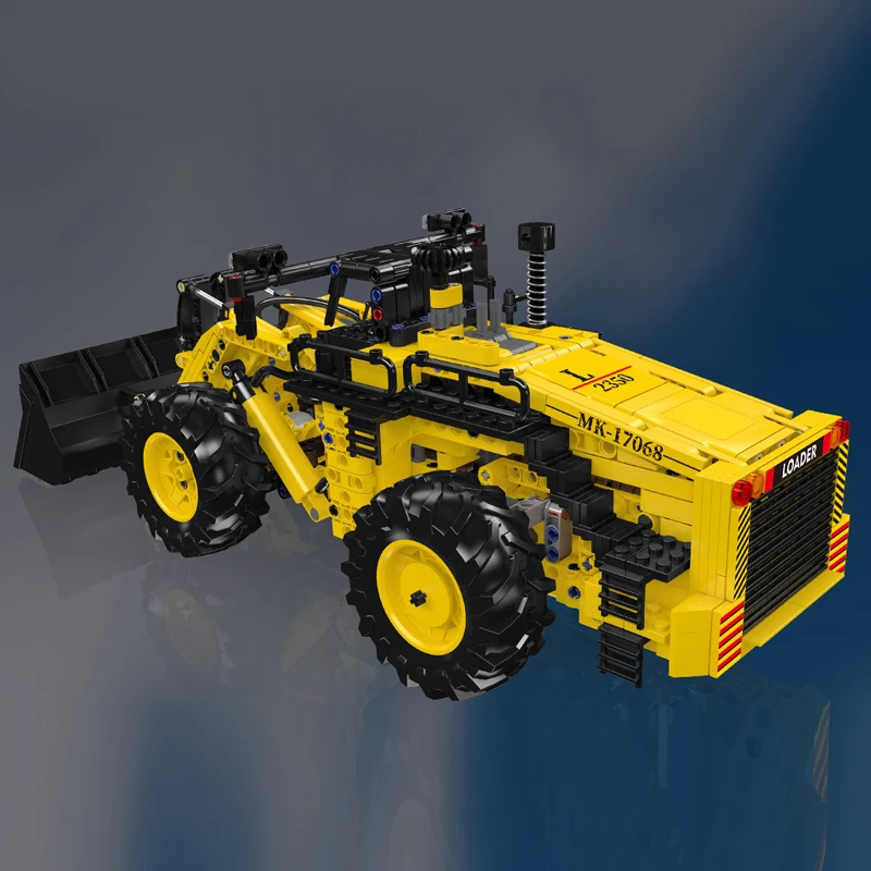 Mould King 17068 Excavator Loader Building Block Kit Toys, Pneumatic System with Pump and Switches, Wheel Loader