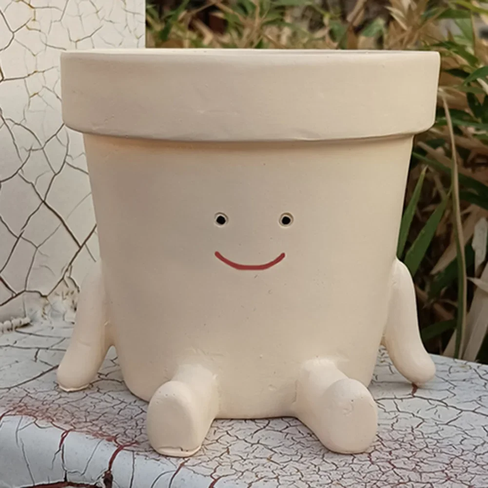Creative Swing Face Planter Flower Pot Wall Planter Pot Wall Hanging Planters Smile Face Resin Flower Pot Garden Accessories