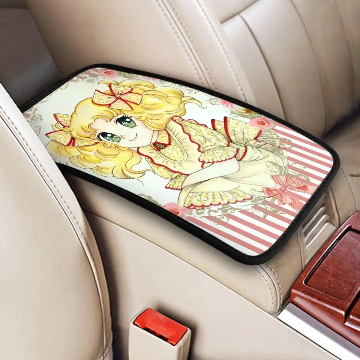 Candy Candy Cartoon Car Armrest Cover Mat Colorful Universal Leather Center Console Cover Pad Waterproof Car Accessories