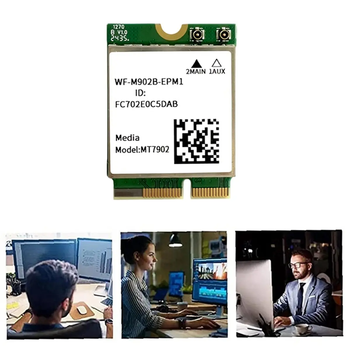 MT7902 WiFi6E Card+2x Antennas 2.4GHz 5GHz 6Ghz Tri Band Bluetooth 5.3 NGFF Wlan Card for WIN10/11 Laptop PC