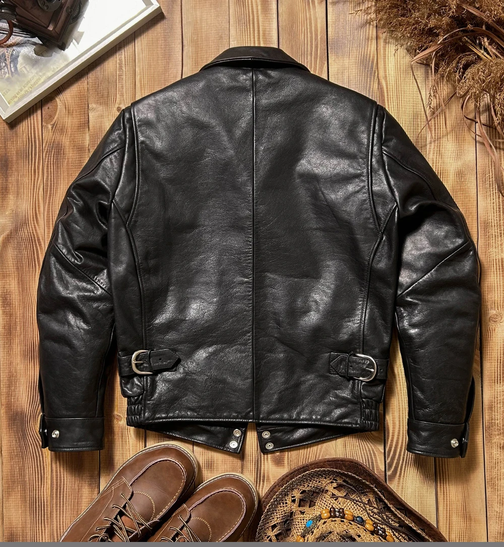 Black Autumn Leather Jacket Men Retro Style Plus Size 5XL Genuine Natural Cowhide Slim Fit Short Leather Coat