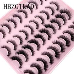 Hbzgtlad-天然の長いつけまつげ,3Dミンクまつげエクステ,美容用,20ペア