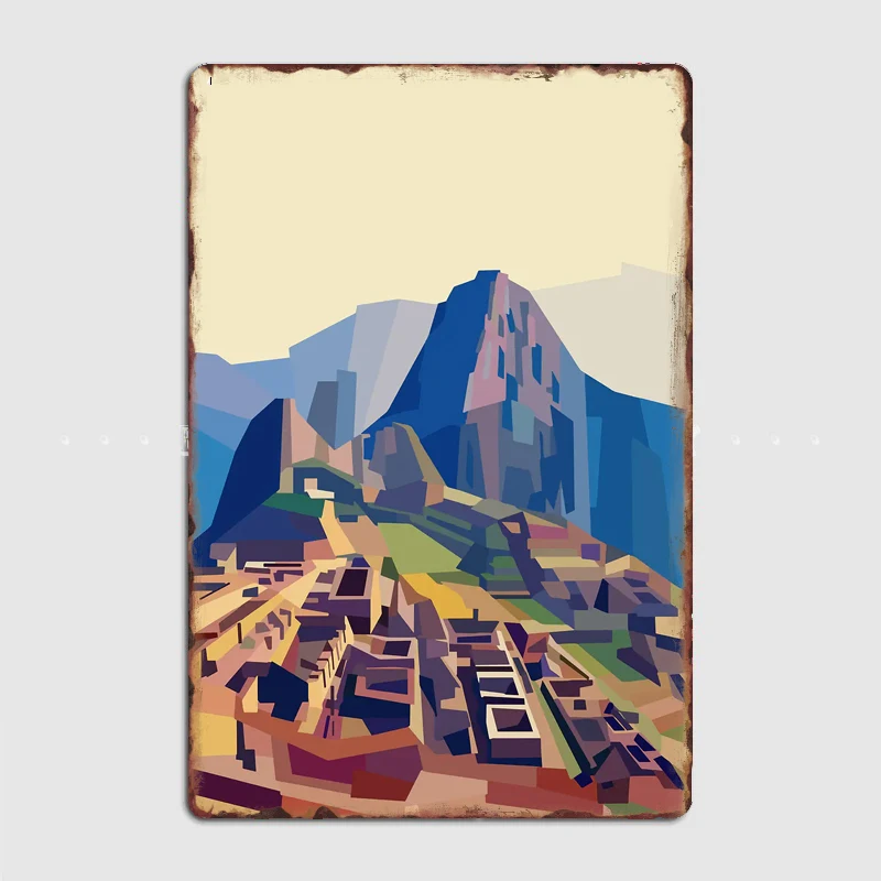 

Machu Picchu Geometric Metal Sign Travel Club Custom Bar Bedroom Indoor Decor Posters Home Wall Decor Room Decoration
