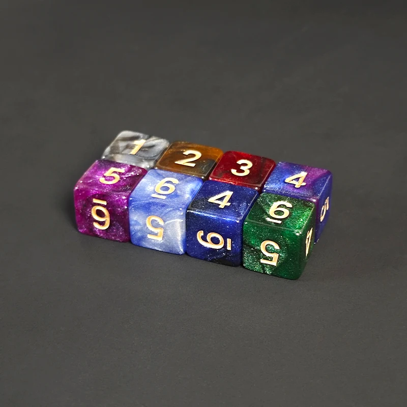 6 جوانب نرد متعدد السطوح مختلط الألوان D6 بريق النرد ل DND RPG الرياضيات تعليم لعب الأدوار منضدية ألعاب المجلس الملحقات